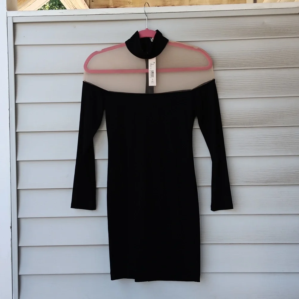 NWT $350 Alice & Olivia Zahra Sheer Turneck Mini Dress - Picture 5 of 8